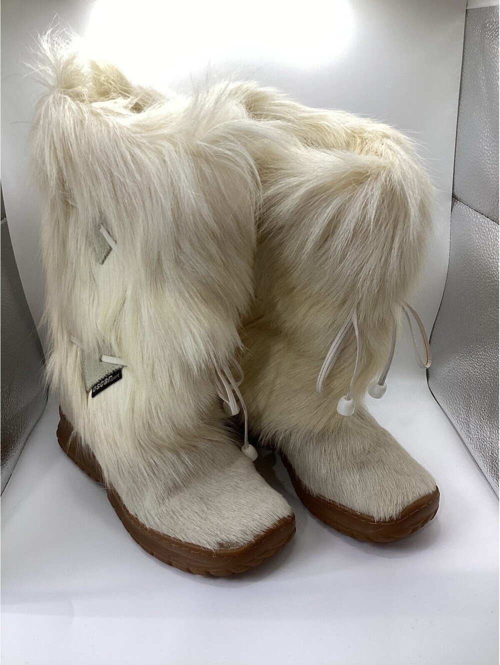 Vintage Oscar Italy Mukluks Rain Boots  36Pony Hair Goat Fur Calf Hair On Hide
